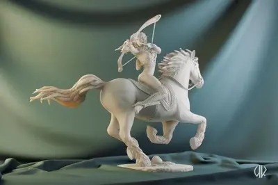 Elf On Horse Archivo STL OBJ para Impresion 3D