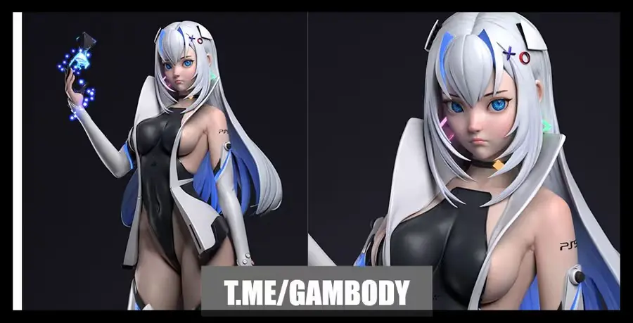 Ps5 Waifu Archivo Stl Para Impresion 3D