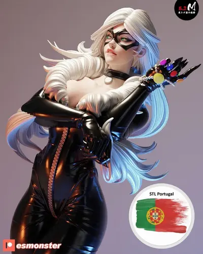 Felicia Black Archivo STL OBJ para Impresion 3D