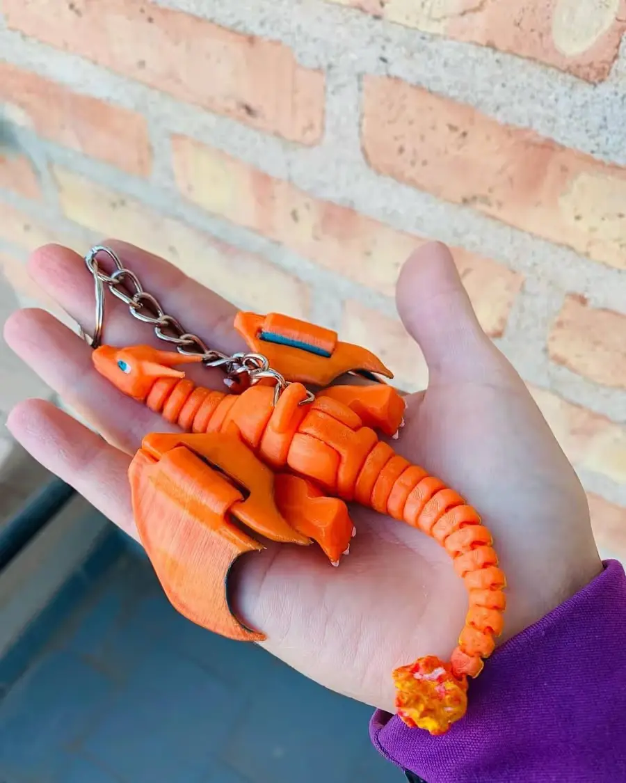 Flexi Charizard Llavero Archivo Stl Obj Para Impresion 3D