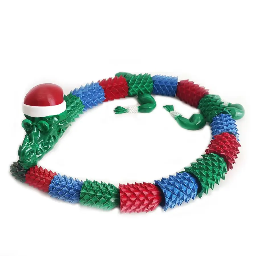 Flexi Dragon de Navidad Archivo STL OBJ para Impresion 3D