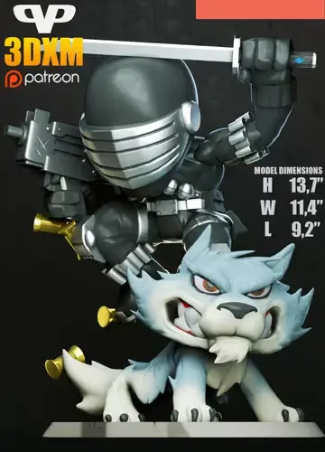 G.i. Joe Snake Eyes Chibi 3dxm Stl Obj Impresión 3d