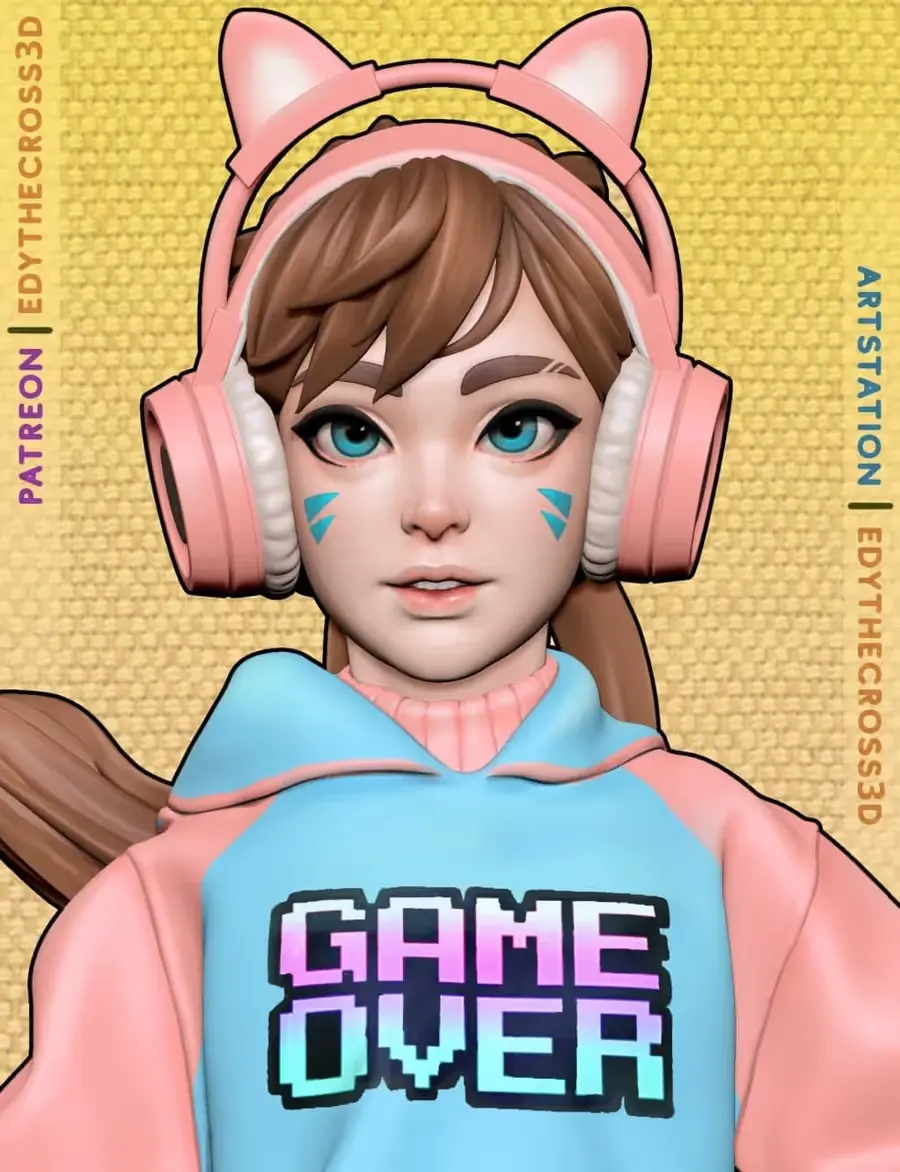 Gamergirl Archivo Stl Obj Para Impresion 3D