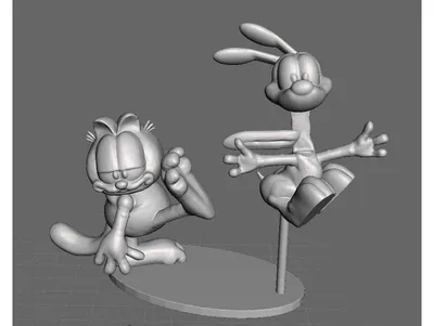 Garfield Kicks Odie Archivo STL Impresión 3D