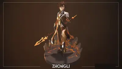 Genshin Impact Zhongli Stl Obj Impresión 3d