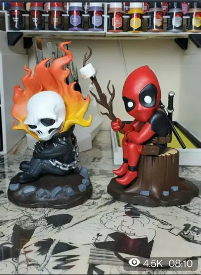 Ghost Rider &amp; Deapool Chibi Archivo Stl Para Impresion 3D