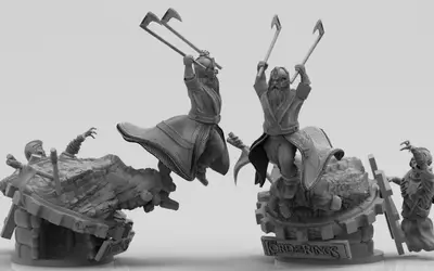 Gimli Diorama LOTR Archivo STL OBJ para Impresion 3D