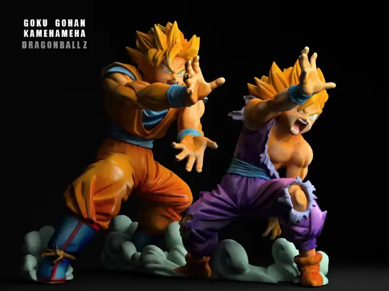 Goku y Gohan Kameha DBZ Archivo STL OBJ para Impresion 3D