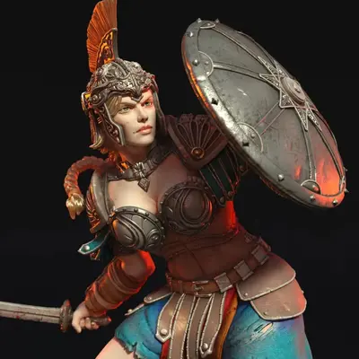 Greek Female Warrior Archivo STL OBJ para Impresion 3D