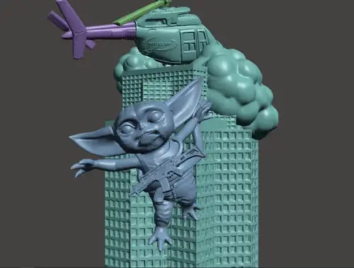 Grogu Diehard Xmas Tree Topper Hex Archivos Stl Impresión 3d