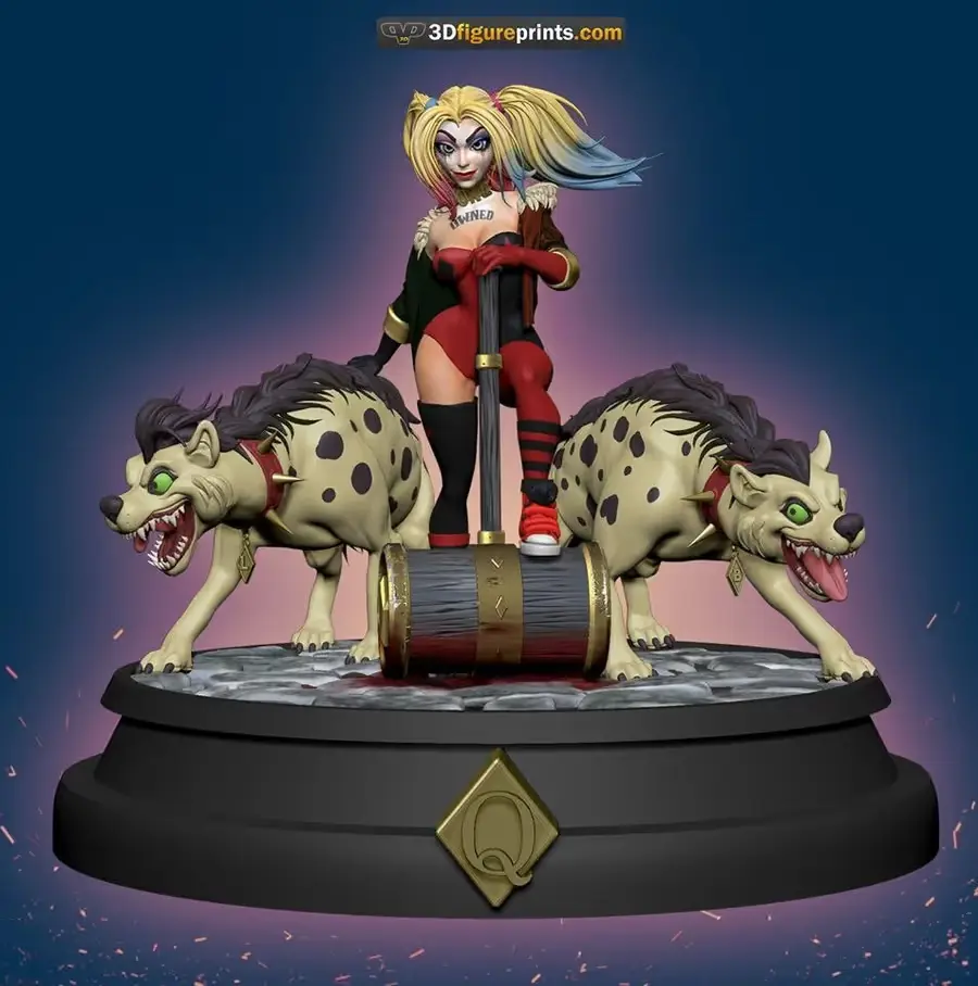 Harley Quinn Con Chacales Archivo Stl Para Impresion 3D