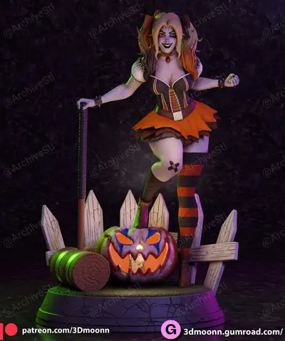 Harley Quinn Halloween Archivo Stl Para Impresion 3D
