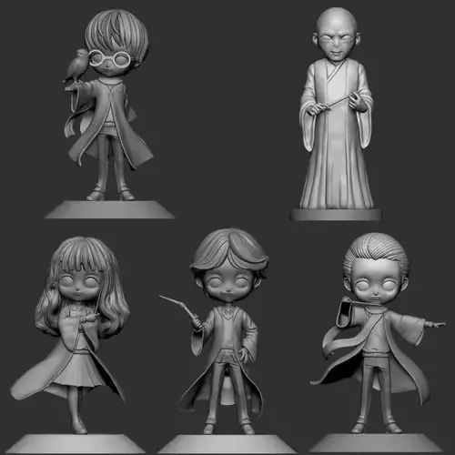 Harry Potter Chibis Pack X 5 Archivos Stl Para Impresión 3d
