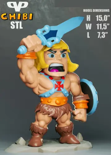 He-man Chibi 3dxm Archivos Stl Impresión 3d