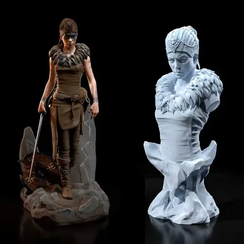 Hellblade Senua + Busto Hell Archivo Stl Para Impresión 3d