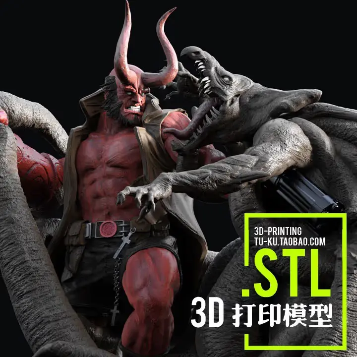 Hellboy Fighting Archivo Stl Obj Para Impresion 3D