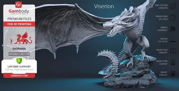 Ice Dragon Viserion Archivo Stl Impresión 3d