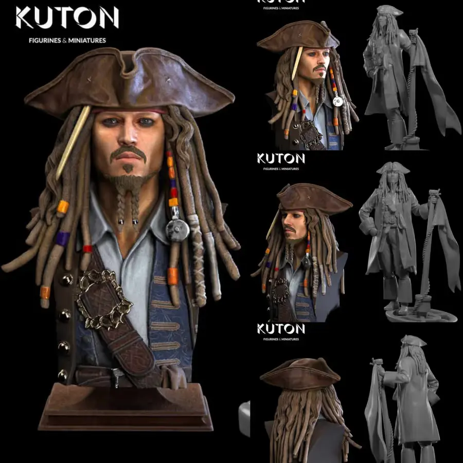 Jack Sparrow Archivo STL OBJ para Impresion 3D
