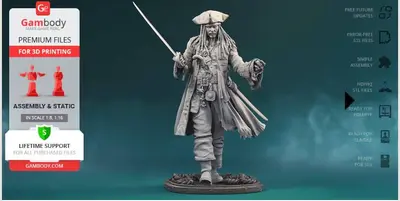 Jack Sparrow Archivo Stl Para Impresion 3D