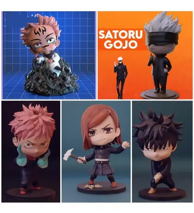 Jujutsu Kaisen Chibis X5 Archivos Stl/obj Para Impresión 3d