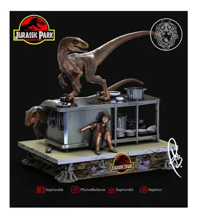 Jurassic Park Kitchen Scene Stl/obj Para Impresión 3d