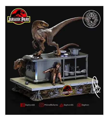 Jurassic Park Kitchen Scene Stl/obj Para Impresión 3d
