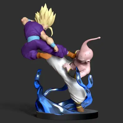 Kid Gohan Vs Buu Archivo Stl Obj Para Impresion 3D