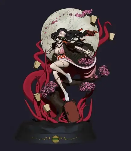 Kimetsu No Yaiba Nezuko Moon Stl Obj Impresión 3d