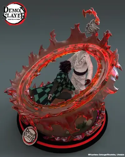 Kimetsu No Yaiba Tanjiro Vs Rui 1 Stl/obj Para Impresión 3d