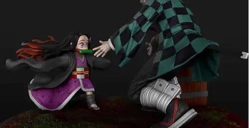 Kimetsu No Yaiba Tanjiro Y Nesuko Chibi Stl Obj Impresión 3d