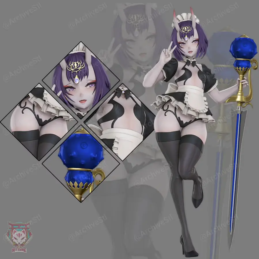Kitsune Art Shuten Douji Maid Archivo Stl Para Impresion 3D