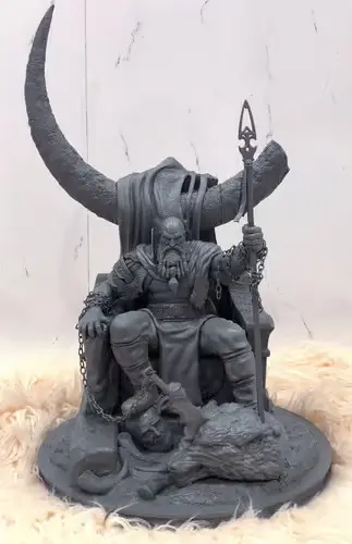 Kratos On Throne Stl Obj Impresión 3d