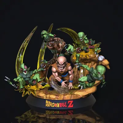 Krilin Vs Saibamans Archivo Stl Para Impresion 3D