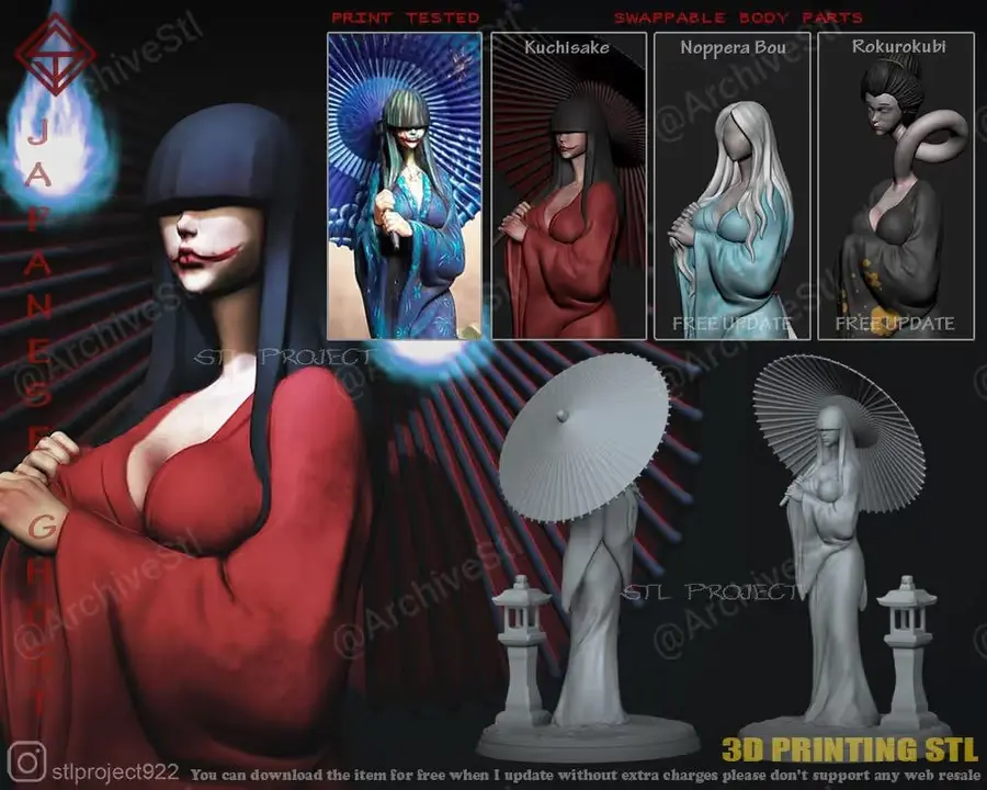 Kuchisake Onna Archivo Stl Para Impresion 3D