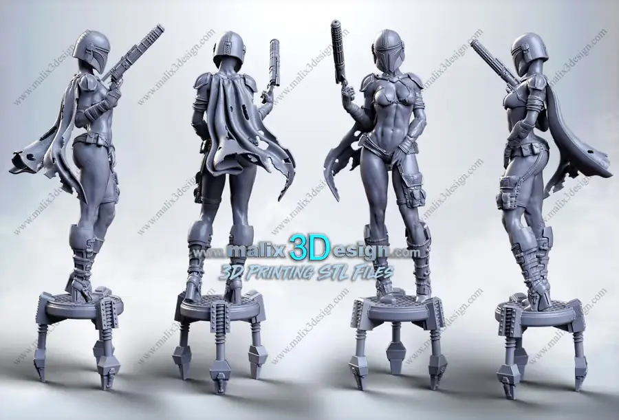 Lady Mandalorian Archivo Stl Para Impresion 3D