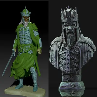 Lotr King Of The Dead + Busto Archivo Stl Para Impresión 3d