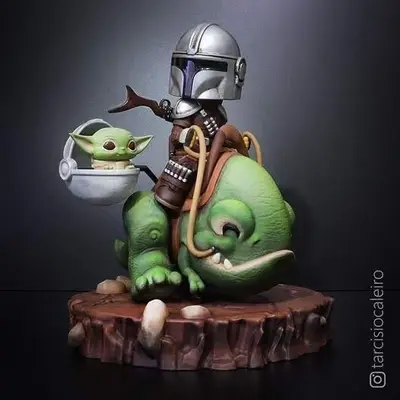 Mandaloriano Cartoon Star Wars Archivo STL para Impresion 3D
