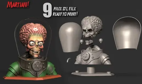 Marcianos Al Ataque  (mars Attack) Busto Archivos Stl 3d