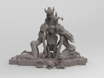 Mario Bowsette Diorama Stl/obj Para Impresión 3d