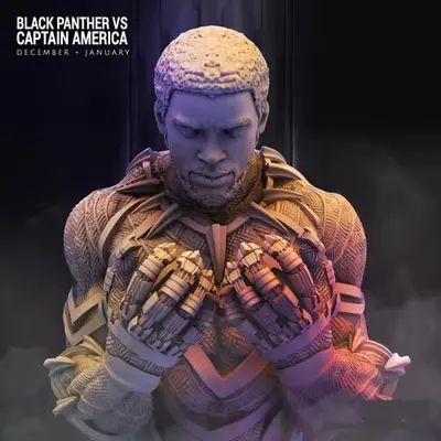 Marvel Black Panther T'challa Bust Stl Obj Impresión 3d