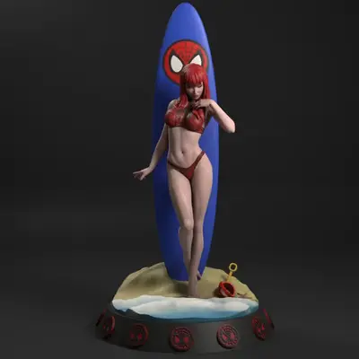 Marvel Mary Jane Surfers Archivo Stl Para Impresión 3d