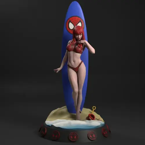 Marvel Mary Jane Surfers Archivo Stl Para Impresión 3d