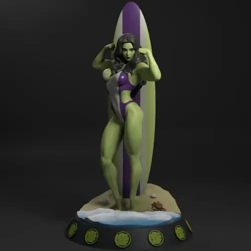 Marvel She Hulk Surfers Archivo Stl Para Impresión 3d