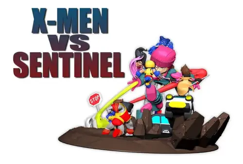Marvel X-men Vs Sentinel Chibi Stl/obj Para Impresión 3d