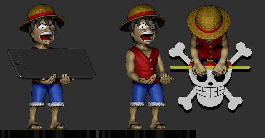Monkey D. Luffy Joystick Cell Phone Support Archivo STL Impresión 3D