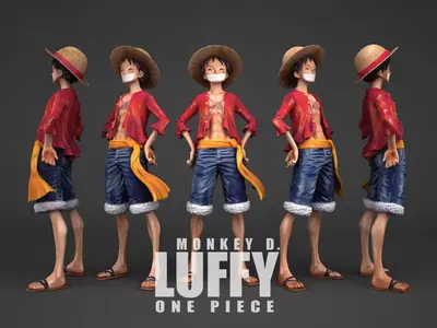 Monkey D Luffy One Piece Archivo STL OBJ para Impresion 3D