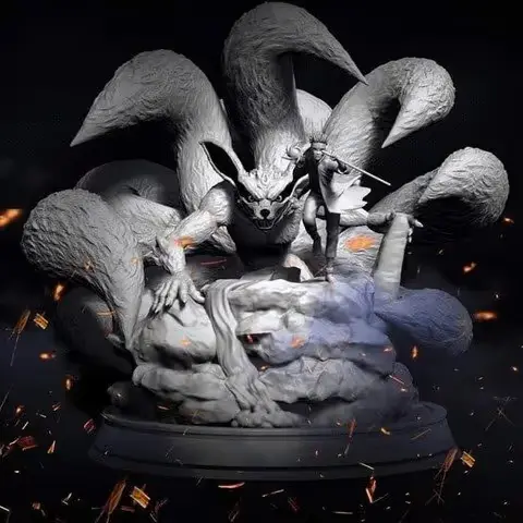 Naruto y Kurama Diorama Archivo STL OBJ para Impresion 3D