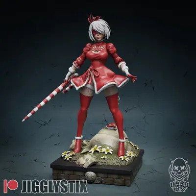 Nier Automata 2B Christmas Archivo STL OBJ para Impresion 3D