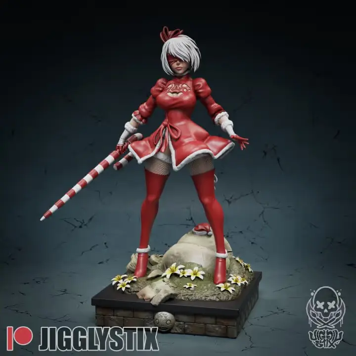 Nier Automata 2B Christmas Archivo STL OBJ para Impresion 3D