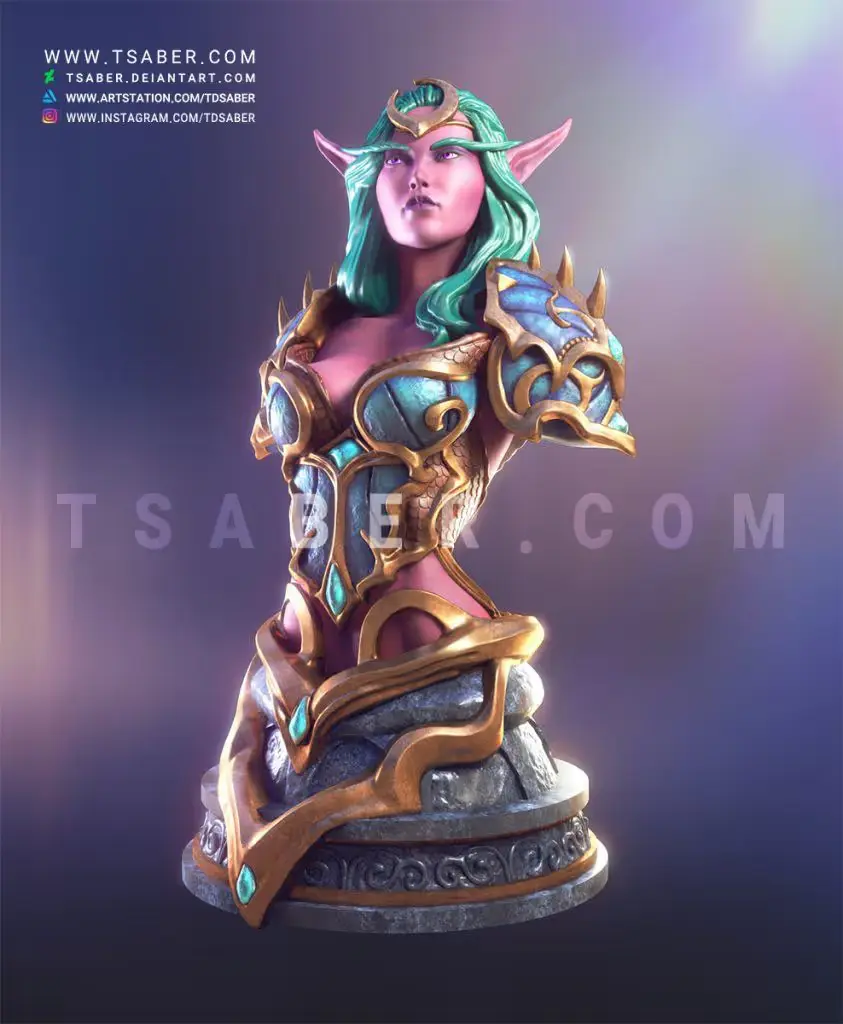Night Elf Hunter Busto Archivo Stl Para Impresion 3D